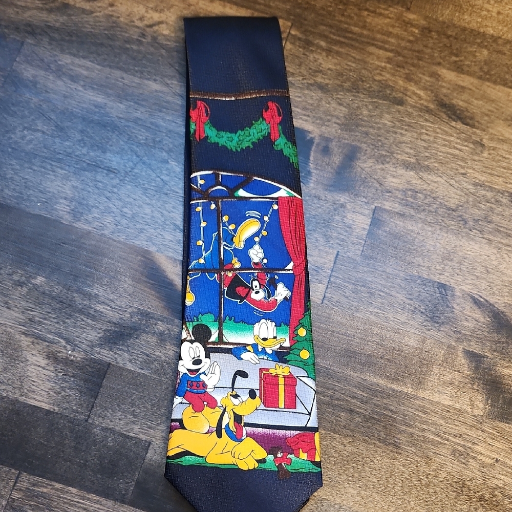 Vintage Disney Unlimited Christmas Tie - Mickey Donald Pluto And Goofy